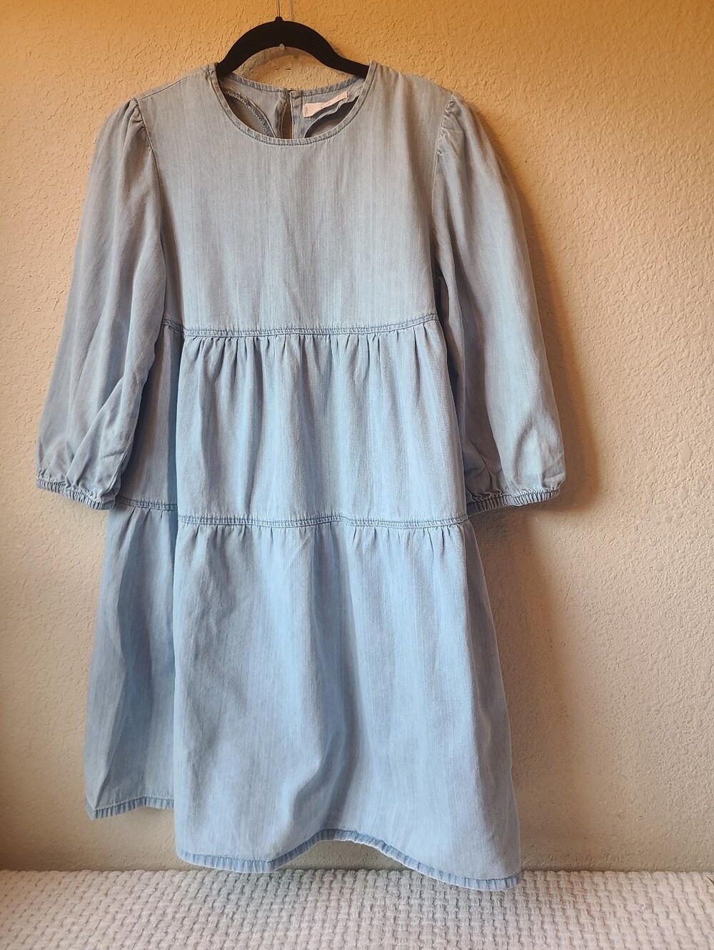 Mango Light Blue Denim Tiered Dress Women's Size 4